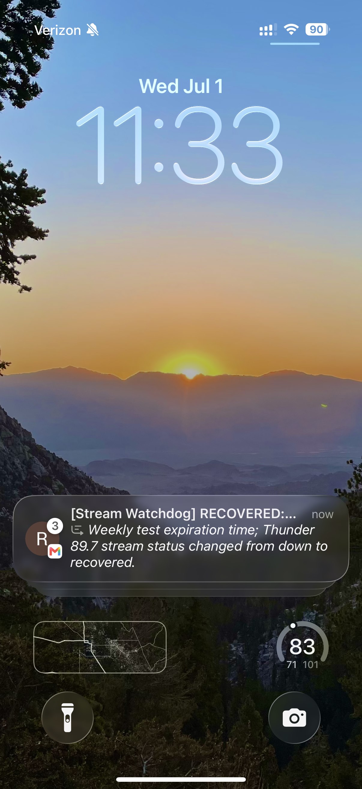 Stream Watchdog recovered alert displayed on an iPhone lock screen